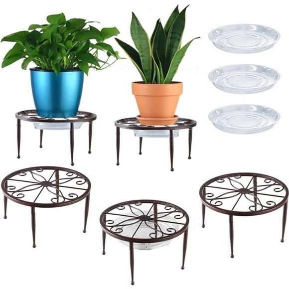 3 Pack Metal Plant Stands Flower Pots Short Stand 4.7'' by 9'', Bronze Color - Picture 1 of 7